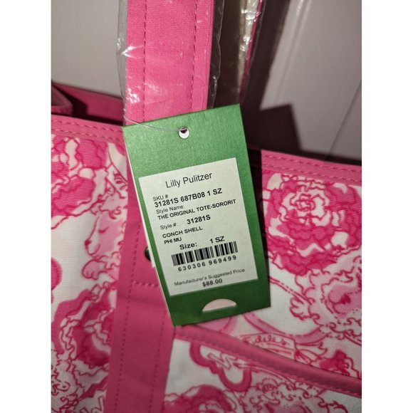 NWT Lilly Pulitzer Pink Phi Mu Patterned Bundle - Tote, Makeup Bag, Scarf - Picture 11 of 15